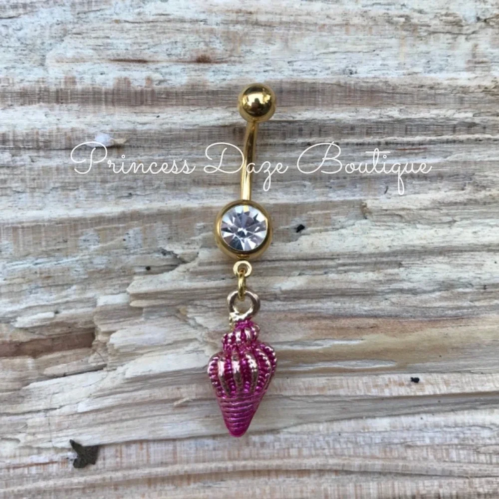 Pink Shell Belly Button Navel Ring‎